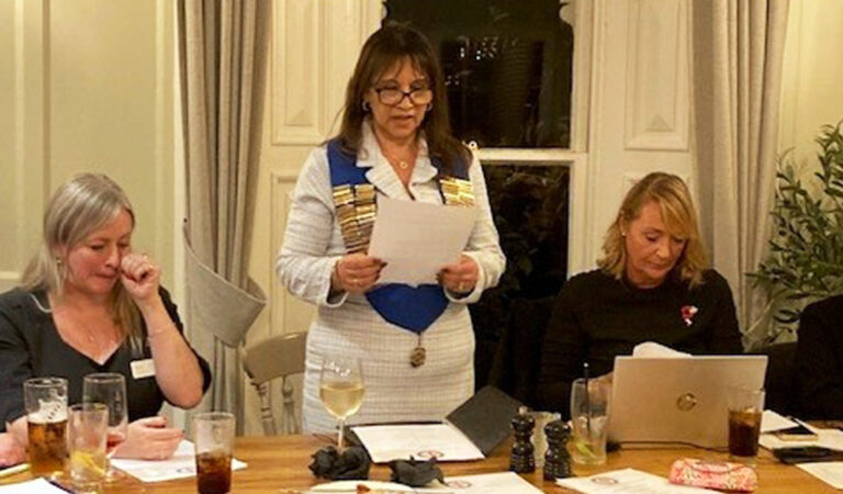 Karen Rattigan delivering her first address as Chair of the Southern District of the London Association of Funeral Directors (LAFD).